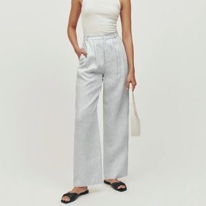 Reformation Vesta Linen Pants in Sourdough Stripe Size 2